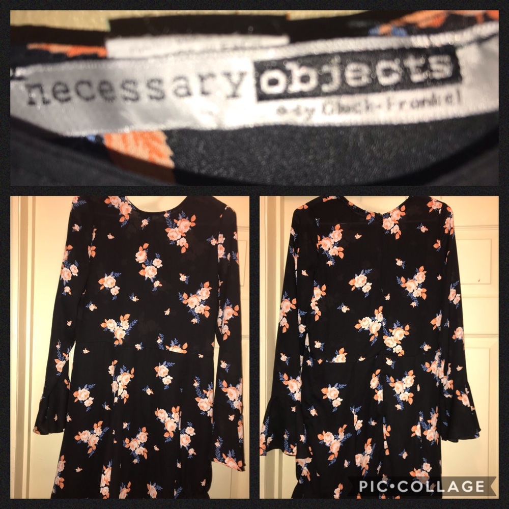 Black flower dress long sleeve